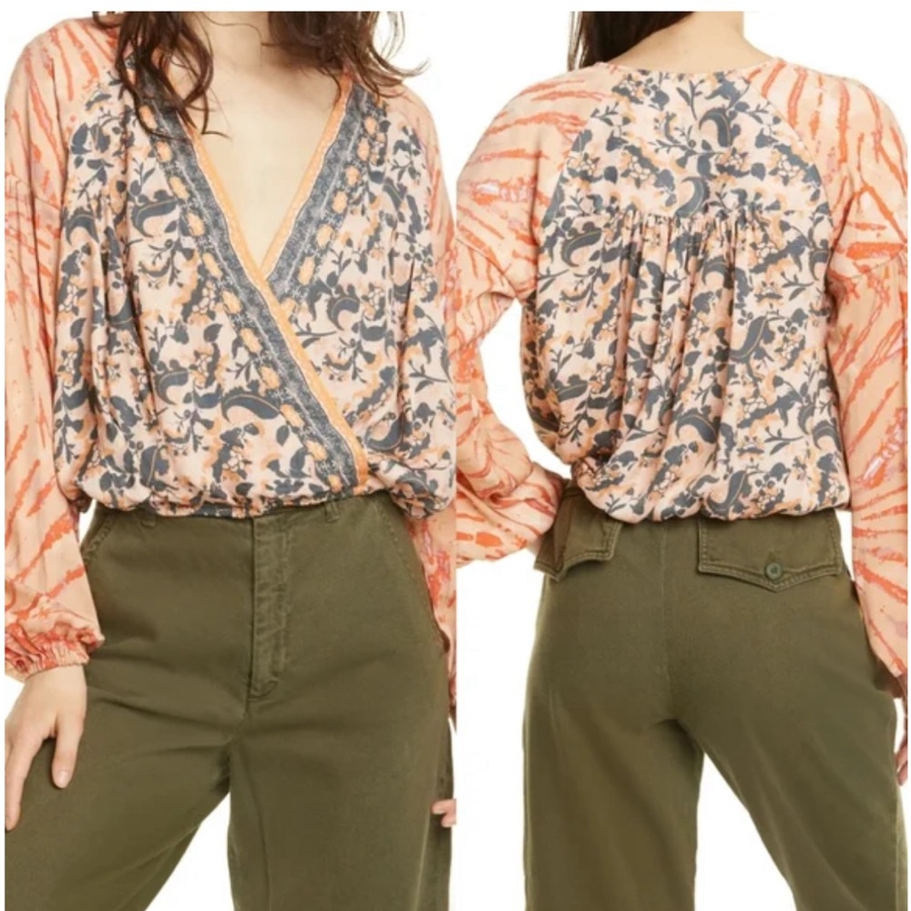 Free People floral cruisin together print top, size small, NWOT
